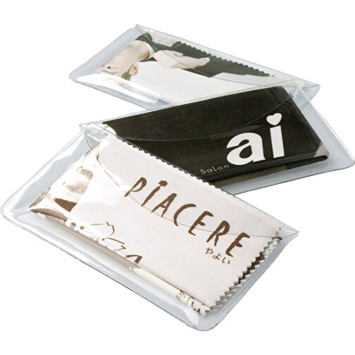 Brillepusseklut - mikrofiberklut 20 x 20 cm, med gjennomsiktig PVC-beskyttelsesetui (med borrelåsspi, Bilde 5