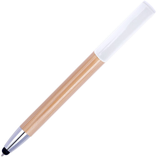 Bambus Kugelschreiber Mit Touchfunktion Colette , weiss, ABS, Plastik, Bambus, , Bild 2