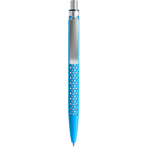 Prodir QS40 Soft Touch PRS Push Kugelschreiber , Prodir, cyanblau/silber satiniert, Kunststoff/Metall, 14,10cm x 1,60cm (Länge x Breite), Bild 1