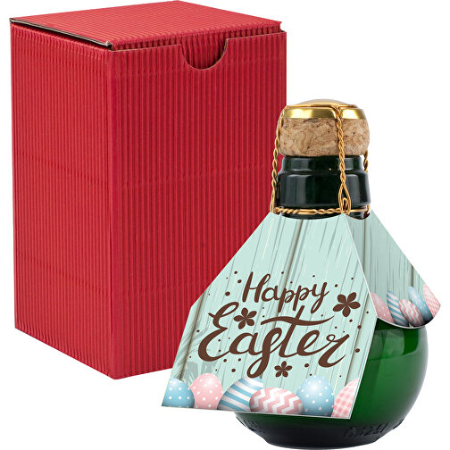Kleinste Sektflasche Der Welt! Happy Easter - Inklusive Geschenkkarton In Rot , rot, Glas, 7,50cm x 12,00cm x 7,50cm (Länge x Höhe x Breite), Bild 1