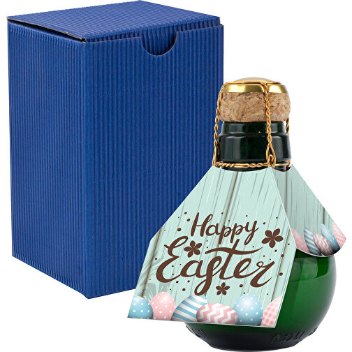 Kleinste Sektflasche Der Welt! Happy Easter - Inklusive Geschenkkarton In Blau , blau, Glas, 7,50cm x 12,00cm x 7,50cm (Länge x Höhe x Breite), Bild 1