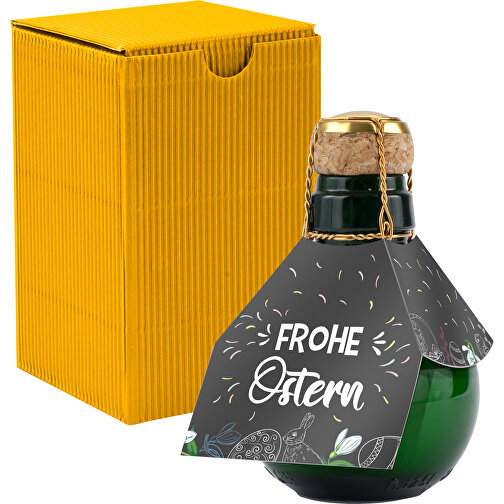 Kleinste Sektflasche Der Welt! Frohe Ostern - Inklusive Geschenkkarton In Gelb , gelb, Glas, 7,50cm x 12,00cm x 7,50cm (Länge x Höhe x Breite), Bild 1