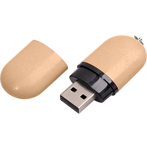 USB-Stick ROUND Eco 2.0 16GB , Promo Effects MB , natur MB , 16 GB , Mais/Kunststoff MB , 3 - 10 MB/s MB , 6,00cm x 1,00cm x 2,50cm (Länge x Höhe x Breite), Bild 2