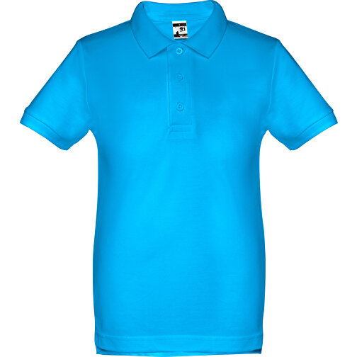 THC ADAM KIDS. Kurzärmeliges Baumwoll-Poloshirt Für Kinder (unisex) , wasserblau, 100% Baumwolle, 6, 51,00cm x 37,00cm (Länge x Breite), Bild 1