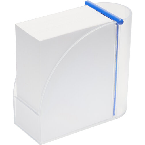 Zettelbox Mit Integriertem Köcher 'Design' , gefrostet glasklar, blau, PS+PAP, 10,70cm x 10,40cm x 5,40cm (Länge x Höhe x Breite), Bild 1