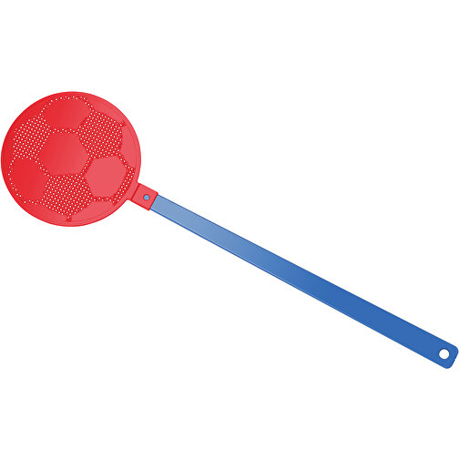 Fliegenklatsche 'Fussball' , blau, rot, PE+PS, 42,30cm x 0,50cm x 11,80cm (Länge x Höhe x Breite), Bild 1