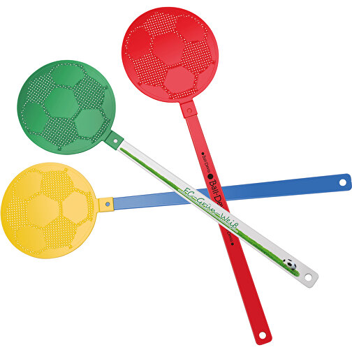 Fliegenklatsche 'Fußball' , blau, rot, PE+PS, 42,30cm x 0,50cm x 11,80cm (Länge x Höhe x Breite), Bild 2
