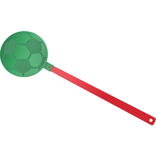 Fliegenklatsche 'Fussball' , rot, grün, PE+PS, 42,30cm x 0,50cm x 11,80cm (Länge x Höhe x Breite), Bild 1