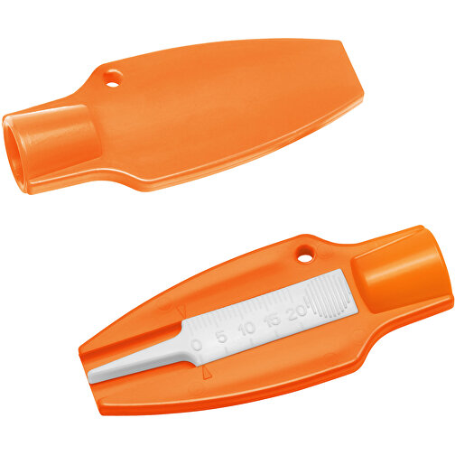 Reifenprofiltiefenmesser , orange, weiss, ABS+PP, 7,00cm x 1,50cm x 3,00cm (Länge x Höhe x Breite), Bild 1