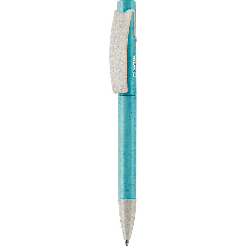 Kugelschreiber Punto Eco , hellblau / beige, Weizenstroh & ABS, 14,70cm (Länge), Bild 1