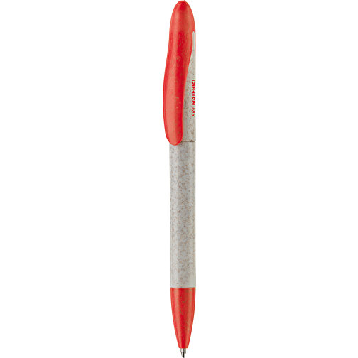 Kugelschreiber Speedy Eco , beige / rot, Weizenstroh & ABS, 14,30cm (Länge), Bild 1
