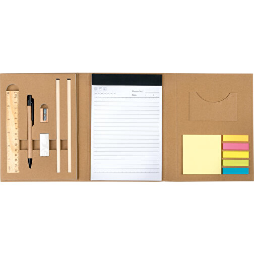 Schreibset SCHOOL DAYS , braun, Holz / Papier, 20,50cm x 2,20cm x 15,00cm (Länge x Höhe x Breite), Bild 1