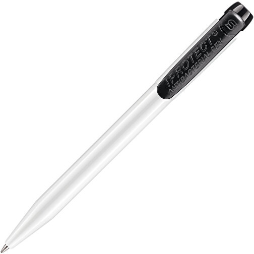Kugelschreiber IProtect , weiß / schwarz, ABS mit zinc ionen, 13,50cm (Länge), Bild 1