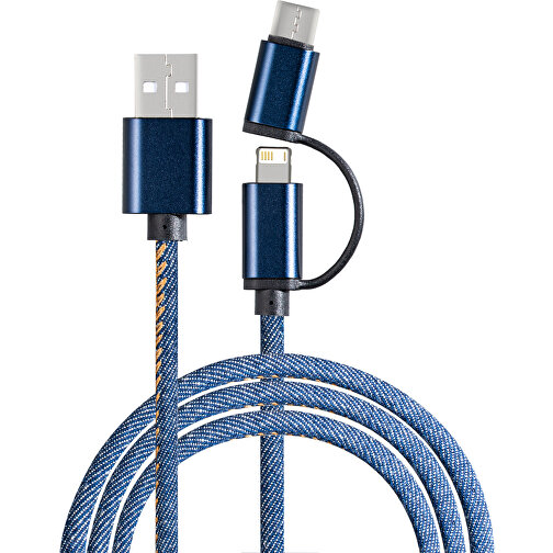 Cable de charge avec connexion 3 en 1 REEVES-DENIM BLUE, Image 2