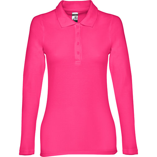 THC BERN WOMEN. Damen Langarm-Poloshirt , hellgrau melliert, 100% Baumwolle, XL, 68,00cm x 49,00cm (Länge x Breite), Bild 2