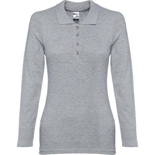 THC BERN WOMEN. Damen Langarm-Poloshirt , hellgrau melliert, 100% Baumwolle, S, 62,00cm x 40,00cm (Länge x Breite), Bild 1