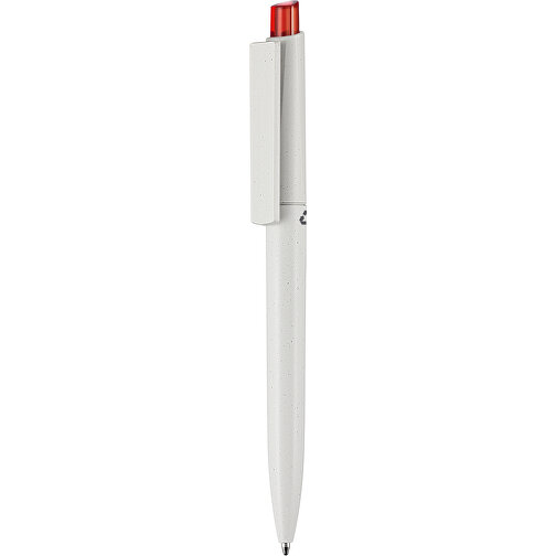 Kugelschreiber CREST RECYCLED + Grau , Ritter-Pen, grau recycled/feuer-rot TR/FR, ABS-Kunststoff, 149,00cm (Länge), Bild 1