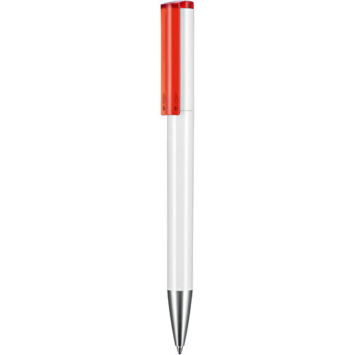 Kugelschreiber LIFT ST , Ritter-Pen, weiß/feuer-rot TR/FR, ABS-Kunststoff, 140,00cm (Länge), Bild 1
