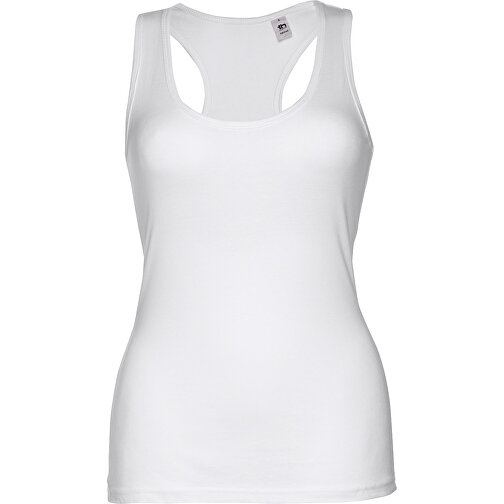 THC TIRANA WH. Ärmelloses Damen-T-Shirt Aus Baumwolle. Farbe Weiß , weiß, 100% Baumwolle, S, 62,00cm x 37,50cm (Länge x Breite), Bild 2