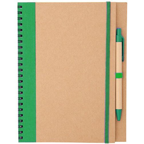Notizbuch TUNEL , grün, Recyclingkarton, 16,50cm x 1,00cm x 21,00cm (Länge x Höhe x Breite), Bild 1