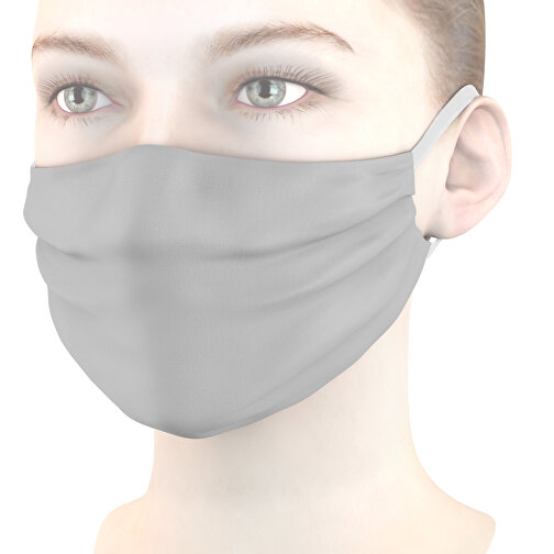 Mund-Nasen-Maske , hellgrau, Polyester, 11,00cm x 9,00cm (Länge x Breite), Bild 1