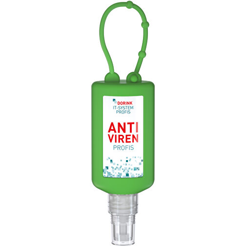 Spray disinfettante per le mani (DIN EN 1500), 50 ml, paraurti verde, etichetta corpo (R-PET), Immagine 2
