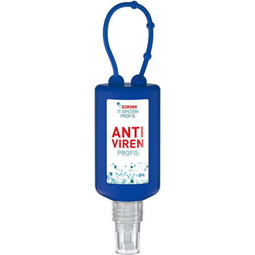 Spray désinfectant pour les mains (DIN EN 1500), 50 ml Bumper bleu, Body Label (R-PET), Image 2