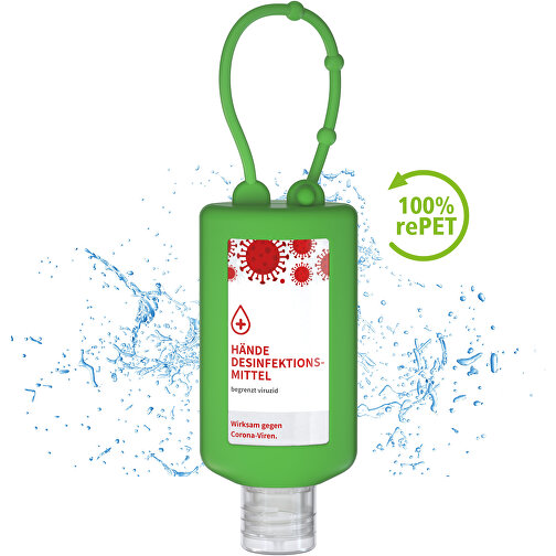 Gel desinfectante de manos (DIN EN 1500), 50 ml Bumper verde, Body Label (R-PET), Imagen 1