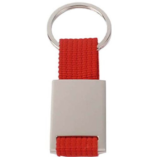 Schlüsselanhänger YIP , rot, Metall/ Polyester, 2,80cm x 0,60cm x 6,50cm (Länge x Höhe x Breite), Bild 1