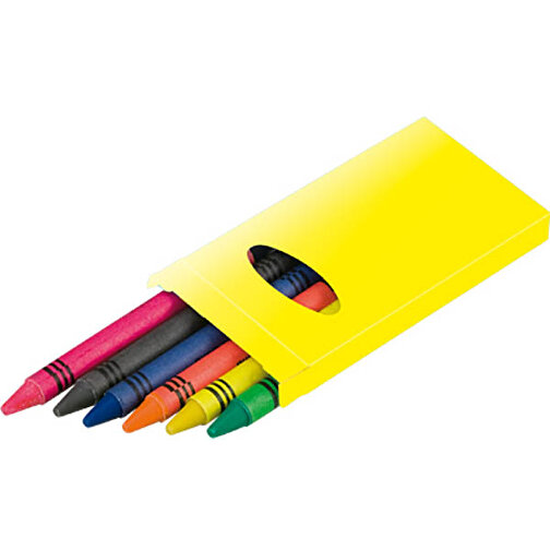 Wachsmalstifte Set TUNE , gelb, Karton, 5,00cm x 0,80cm x 8,30cm (Länge x Höhe x Breite), Bild 1