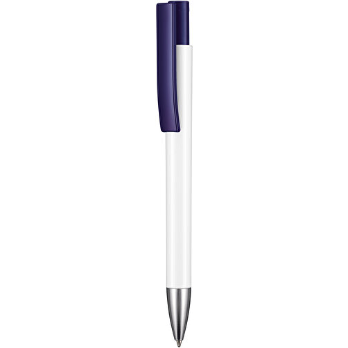Kugelschreiber STRATOS , Ritter-Pen, nachtblau/weiss, ABS-Kunststoff, 14,50cm (Länge), Bild 1