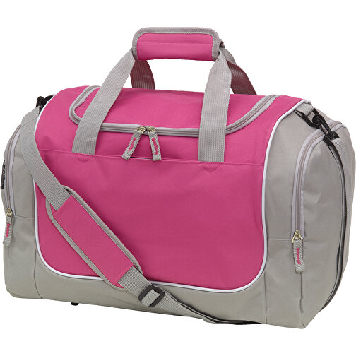 Sporttasche GYM , grau, pink, 600D Polyester, 48,00cm x 27,00cm x 30,00cm (Länge x Höhe x Breite), Bild 1