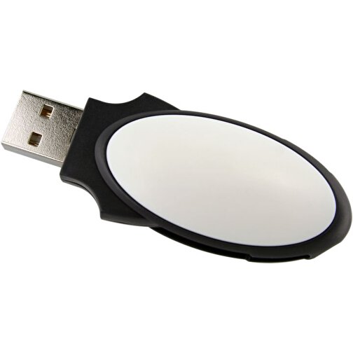 USB-Stick SWING OVAL 32GB , Promo Effects MB , schwarz / weiss MB , 32 GB , Kunststoff MB , 3 - 10 MB/s MB , 5,40cm x 0,90cm x 2,60cm (Länge x Höhe x Breite), Bild 1