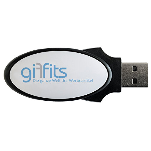 USB-Stick SWING OVAL 32GB , Promo Effects MB , schwarz / weiß MB , 32 GB , Kunststoff MB , 3 - 10 MB/s MB , 5,40cm x 0,90cm x 2,60cm (Länge x Höhe x Breite), Bild 2