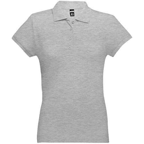 THC EVE. Damen Poloshirt , hellgrau melliert, 100% Baumwolle, S, 60,00cm x 40,00cm (Länge x Breite), Bild 1