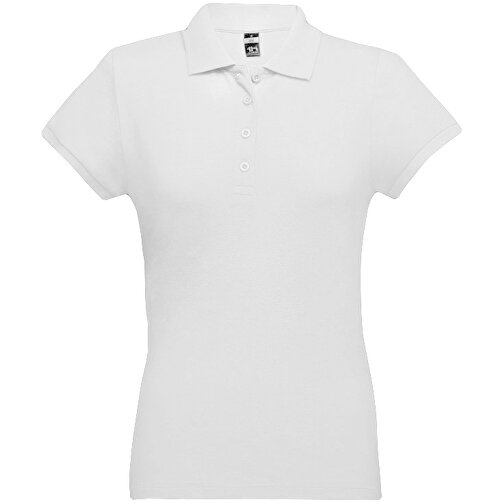 THC EVE WH. Kurzarm-Poloshirt Mit Gürtel Für Damen Aus Kardierter Baumwolle , weiß, 100% Baumwolle, XXL, 68,00cm x 52,00cm (Länge x Breite), Bild 2