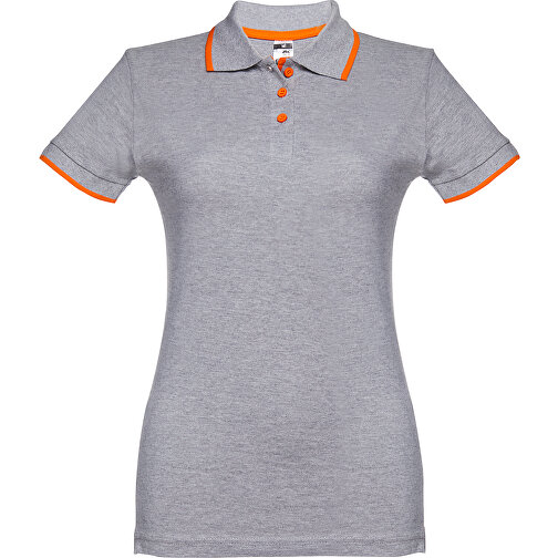 THC ROME WOMEN. 'Slim Fit' Damen Poloshirt , hellgrau melliert, 100% Baumwolle, XL, 71,00cm x 53,00cm (Länge x Breite), Bild 1