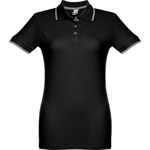 THC ROME WOMEN. 'Slim Fit' Damen Poloshirt , hellgrau melliert, 100% Baumwolle, L, 67,00cm x 48,00cm (Länge x Breite), Bild 2