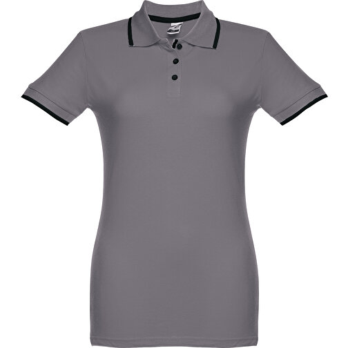 THC ROME WOMEN. 'Slim Fit' Damen Poloshirt , grau, 100% Baumwolle, M, 65,00cm x 45,00cm (Länge x Breite), Bild 1