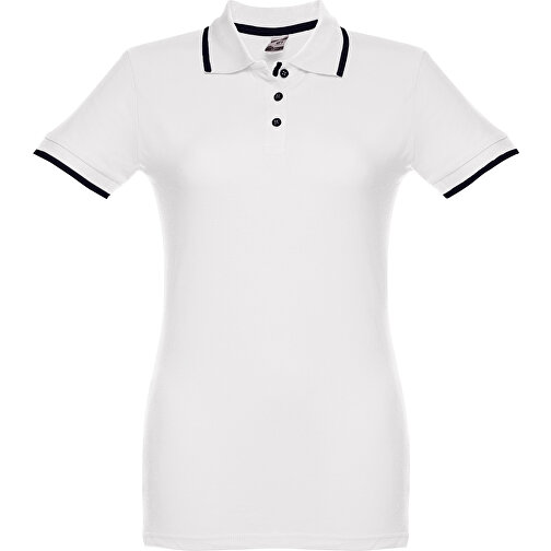 THC ROME WOMEN WH. Zweifarbiges Baumwoll-Poloshirt Für Damen , weiß, 100% Baumwolle, XL, 71,00cm x 53,00cm (Länge x Breite), Bild 2