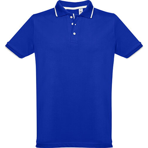 THC ROME. Zweifarbiges Baumwoll-Poloshirt Für Herren , königsblau, 100% Baumwolle, L, 74,00cm x 54,00cm (Länge x Breite), Bild 1