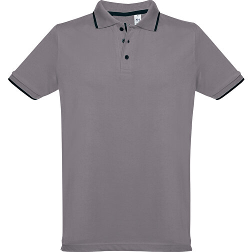 THC ROME. Zweifarbiges Baumwoll-Poloshirt Für Herren , grau, 100% Baumwolle, M, 72,00cm x 51,00cm (Länge x Breite), Bild 1