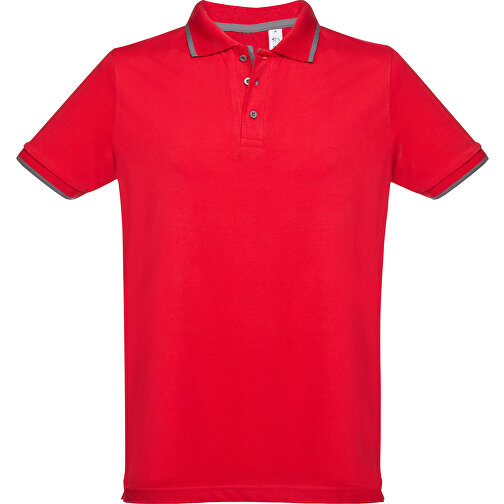 THC ROME. Zweifarbiges Baumwoll-Poloshirt Für Herren , rot, 100% Baumwolle, XXL, 78,00cm x 60,00cm (Länge x Breite), Bild 1
