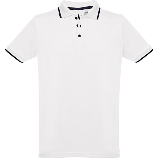 THC ROME WH. Zweifarbiges Baumwoll-Poloshirt Für Männer. Weiße Farbe , weiß, 100% Baumwolle, L, 74,00cm x 54,00cm (Länge x Breite), Bild 2