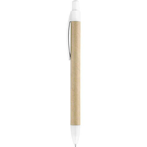 REMI. Kraftpapier-Kugelschreiber Mit Clip , weiß, Kraftpapier, , Bild 1