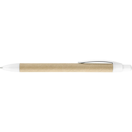 REMI. Kraftpapier-Kugelschreiber Mit Clip , weiß, Kraftpapier, , Bild 3