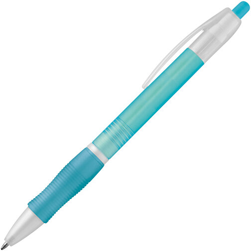 SLIM BK. Kugelschreiber Mit Gummigriff , hellblau, Kunststoff, , Bild 2