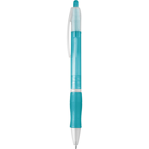 SLIM. Rutschfester Kugelschreiber Mit Clip , hellblau, Kunststoff, , Bild 1