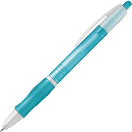 SLIM. Rutschfester Kugelschreiber Mit Clip , hellblau, Kunststoff, , Bild 2