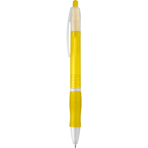 SLIM. Rutschfester Kugelschreiber Mit Clip , gelb, Kunststoff, , Bild 1